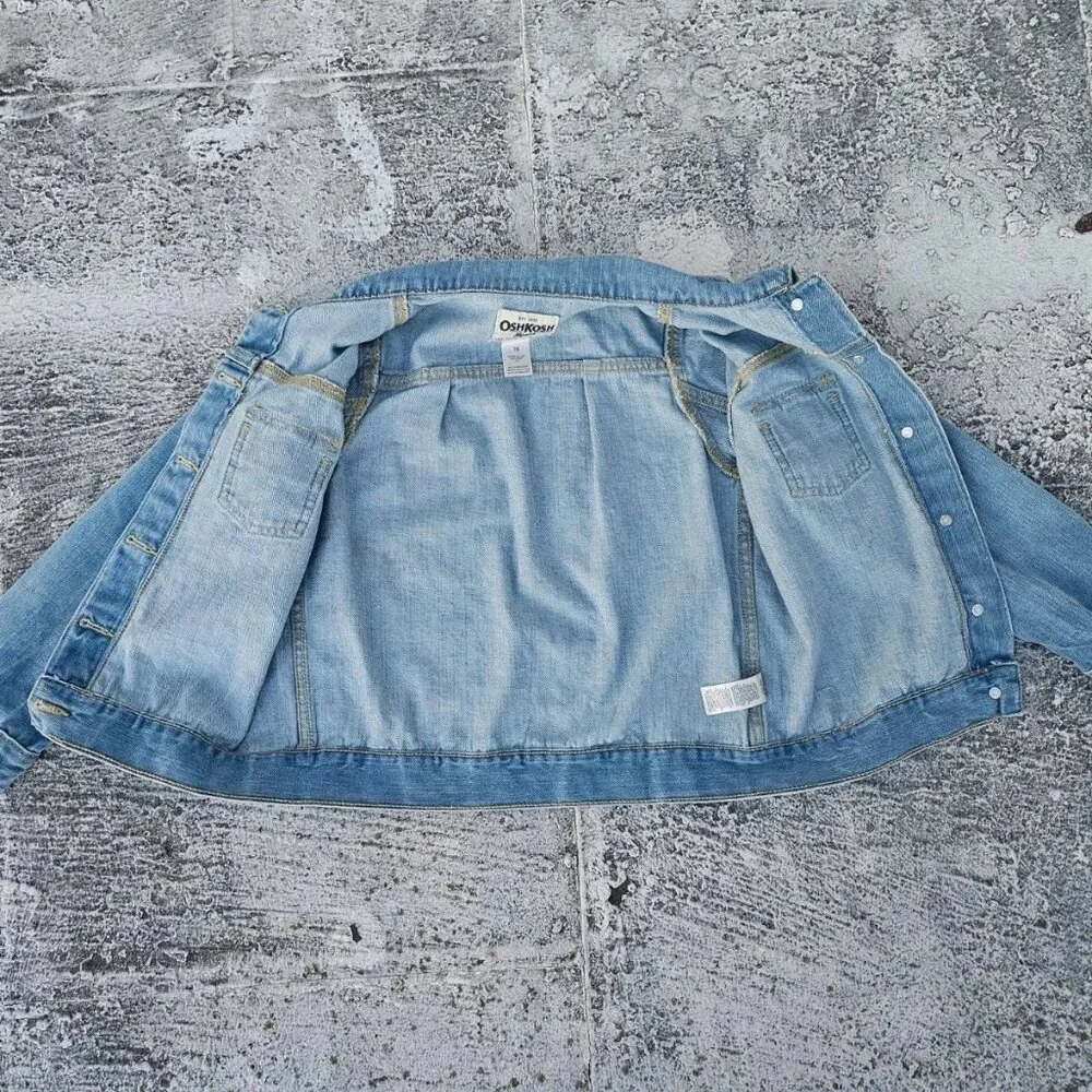 Oshkosh B'goch Kids Jacket Blue Denim Jeans Coat Jacket Size 10 - Picture 7 of 11